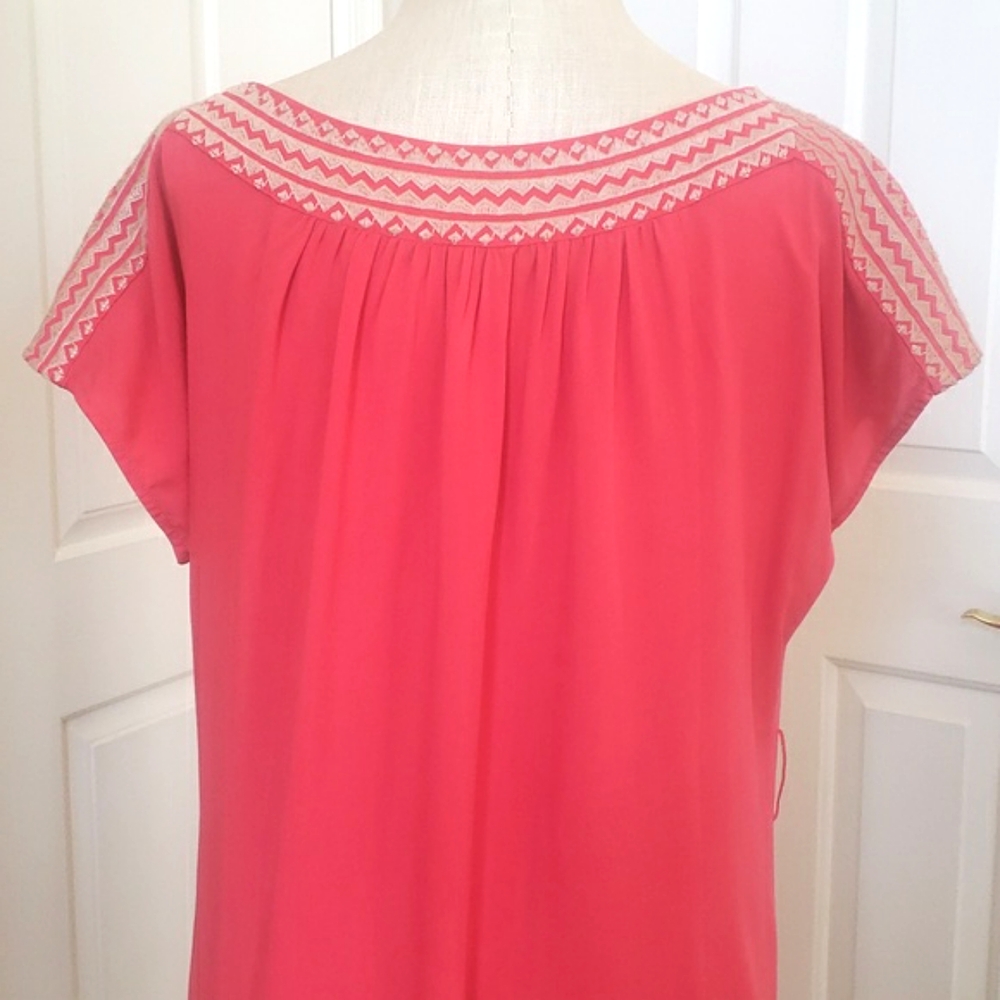 THML for Anthropologie Coral Embroidered Boho Shift Mini Dress / Tunic XS - Picture 8 of 17